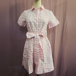 LMF x TGT Collard Short Sleeve Button Down Gingham Shirtdress, Pink - XXS NWOT!